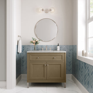 36 Inch Chicago Freestanding Vanity in Walnut Whisper / Eternal Jasmine Pearl Top