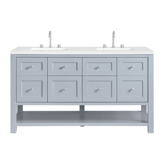 60 Inch Breckenridge Freestanding Vanity in Serenity Blue / White Zeus Top