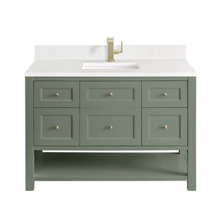48 Inch Breckenridge Freestanding Vanity in Smokey Celadon / White Zeus Top