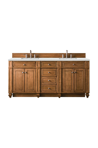 72 Inch Bristol Freestanding Vanity in Saddle Brown / Ethereal Noctis Top