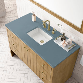 48 Inch Hudson Freestanding Vanity in Light Natural Oak / Cala Blue Top