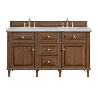 60 Inch Lorelai Freestanding Vanity in Mid-Century Walnut / Victorian Silver Top