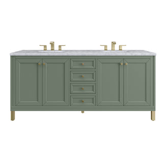 72 Inch Chicago Freestanding Vanity in Smokey Celadon / Carrara White Top