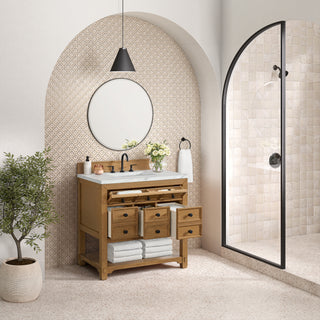 36 Inch Malibu Freestanding Vanity in Amber Birch / Ethereal Noctis Top