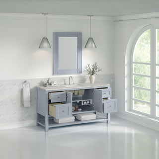 60 Inch Breckenridge Freestanding Vanity in Serenity Blue / Victorian Silver Top