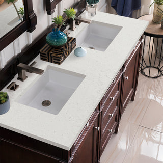60 Inch Brittany Freestanding Vanity in Burnished Mahogany / Lime Delight Top