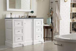 49.25 Inch De Soto Freestanding Vanity in Bright White / Cala Blue Top