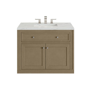 36 Inch Chicago Freestanding Vanity in Walnut Whisper / Ethereal Noctis Top
