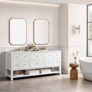 72 Inch Breckenridge Freestanding Vanity in Bright White / Ethereal Noctis Top