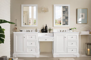 96.5 Inch De Soto Freestanding Vanity in Bright White / Arctic Fall Top