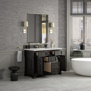 48 Inch Brookfield Freestanding Vanity in Black Onyx / Eternal Jasmine Pearl Top