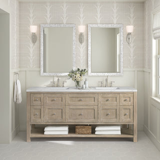 72 Inch Breckenridge Freestanding Vanity in Whitewashed Oak / Ethereal Noctis Top