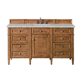 60 Inch Brittany Freestanding Vanity in Saddle Brown / Victorian Silver Top