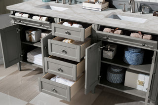 72 Inch Brittany Freestanding Vanity in Urban Gray / Victorian Silver Top