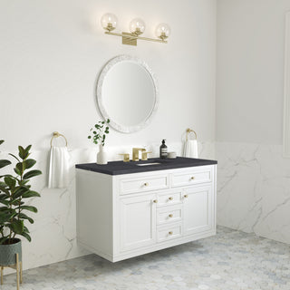 48 Inch Chicago Freestanding Vanity in Glossy White / Charcoal Soapstone Top