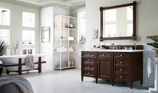 60 Inch Brittany Freestanding Vanity in Burnished Mahogany / White Zeus Top