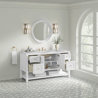60 Inch Breckenridge Freestanding Vanity in Bright White / Carrara White Top