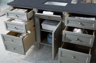 60 Inch Brittany Freestanding Vanity in Urban Gray / Charcoal Soapstone Top