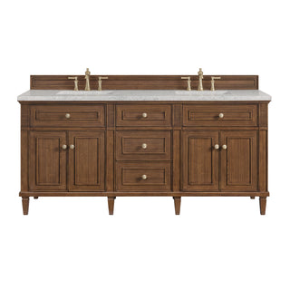 72 Inch Lorelai Freestanding Vanity in Mid-Century Walnut / Eternal Jasmine Pearl Top