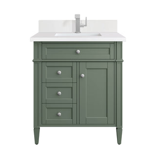 30 Inch Brittany Freestanding Vanity in Smokey Celadon / White Zeus Top