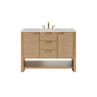48 Inch Solene Freestanding Vanity in Seaside Oak / Eternal Jasmine Pearl Top