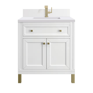 30 Inch Chicago Freestanding Vanity in Glossy White / White Zeus Top
