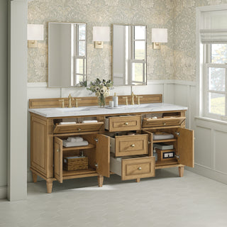 72 Inch Lorelai Freestanding Vanity in Light Natural Oak / Ethereal Noctis Top