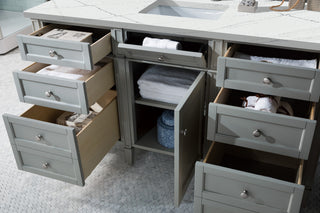 60 Inch Brittany Freestanding Vanity in Urban Gray / Ethereal Noctis Top