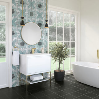 31.5 Inch Mantova Freestanding Vanity in Glossy White / Glossy White Top