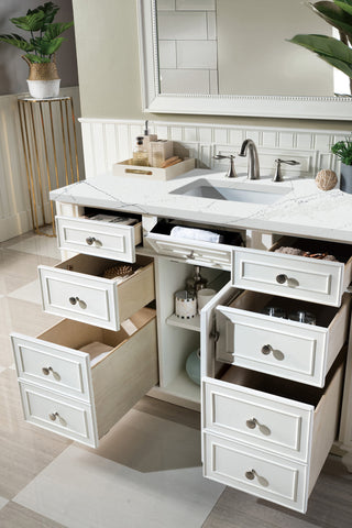 48 Inch Bristol Freestanding Vanity in Bright White / Ethereal Noctis Top