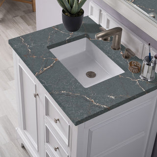 31.25 Inch De Soto Freestanding Vanity in Bright White / Parisien Bleu Top