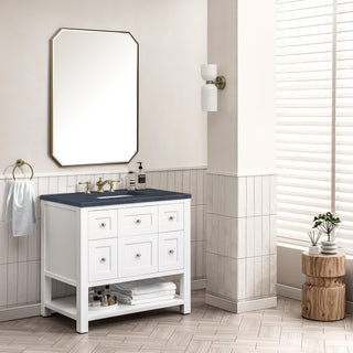 36 Inch Breckenridge Freestanding Vanity in Bright White / Charcoal Soapstone Top
