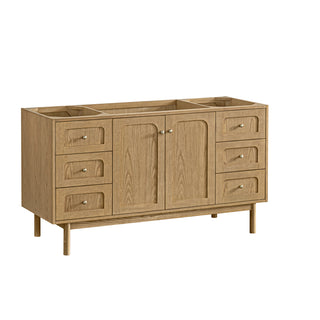 60 Inch Laurent Dual Mount Vanity in Light Natural Oak / White Zeus Top