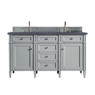 60 Inch Brittany Freestanding Vanity in Urban Gray / Charcoal Soapstone Top
