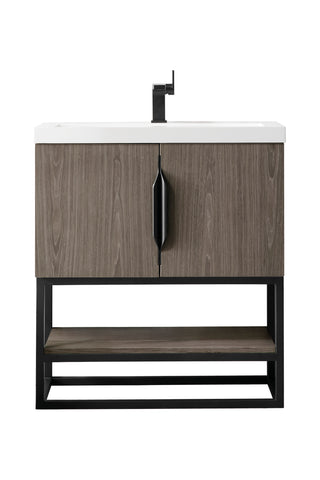 31.5 Inch Columbia Freestanding Vanity in Ash Gray / White Glossy Top