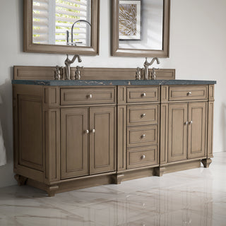 72 Inch Bristol Freestanding Vanity in Whitewashed Walnut / Parisien Bleu Top