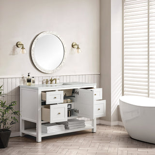 48 Inch Breckenridge Freestanding Vanity in Bright White / Ethereal Noctis Top
