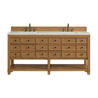 72 Inch Malibu Freestanding Vanity in Amber Birch / Victorian Silver Top