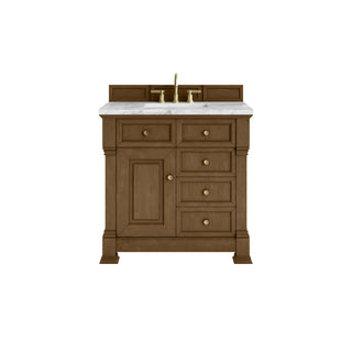 36 Inch Brookfield Freestanding Vanity in Honey Oak / Carrara White Top