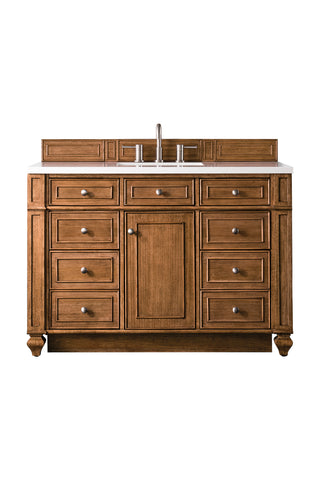 48 Inch Bristol Freestanding Vanity in Saddle Brown / White Zeus Top