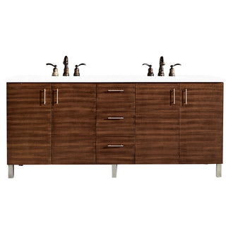 72 Inch Metropolitan Dual Mount Vanity in American Walnut / White Zeus Top