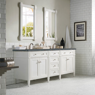 72 Inch Brittany Freestanding Vanity in Bright White / Parisien Bleu Top