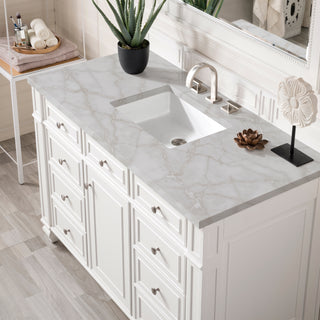 48 Inch Bristol Freestanding Vanity in Bright White / Victorian Silver Top