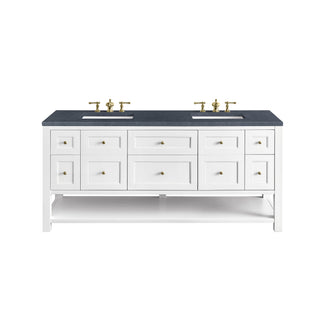 72 Inch Breckenridge Freestanding Vanity in Bright White / Charcoal Soapstone Top