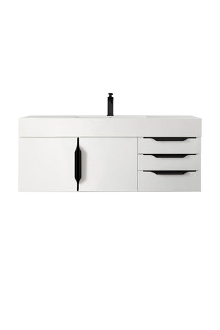 48 Inch Columbia Floating Vanity in Glossy White / Glossy White Top