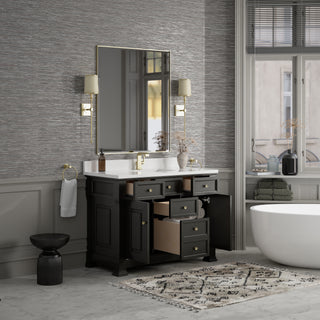 48 Inch Brookfield Freestanding Vanity in Black Onyx / White Zeus Top