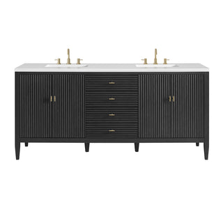 72 Inch Myrrin Freestanding Vanity in Carbon Oak / White Zeus Top
