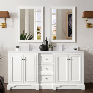 73.25 Inch De Soto Freestanding Vanity in Bright White / White Zeus Top
