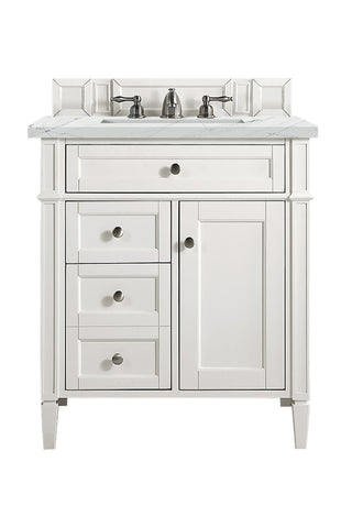 30 Inch Brittany Freestanding Vanity in Bright White / Ethereal Noctis Top