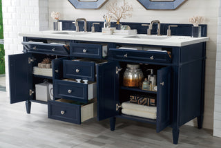 72 Inch Brittany Freestanding Vanity in Victory Blue / Ethereal Noctis Top